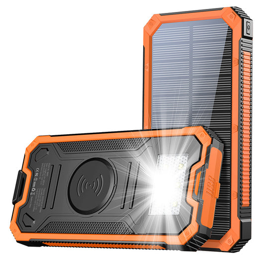 Outdoor waterproof wireless charging solar power bank 20,000 mAh fast charging emergency mobile power supply