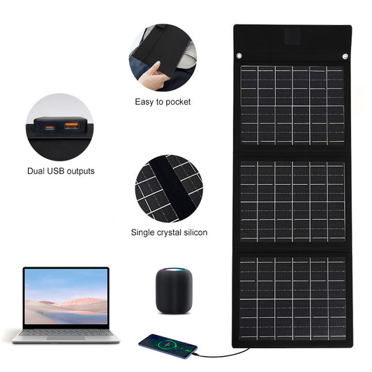 Solar outdoor travel voltage solar folding bag 25W fast charging port